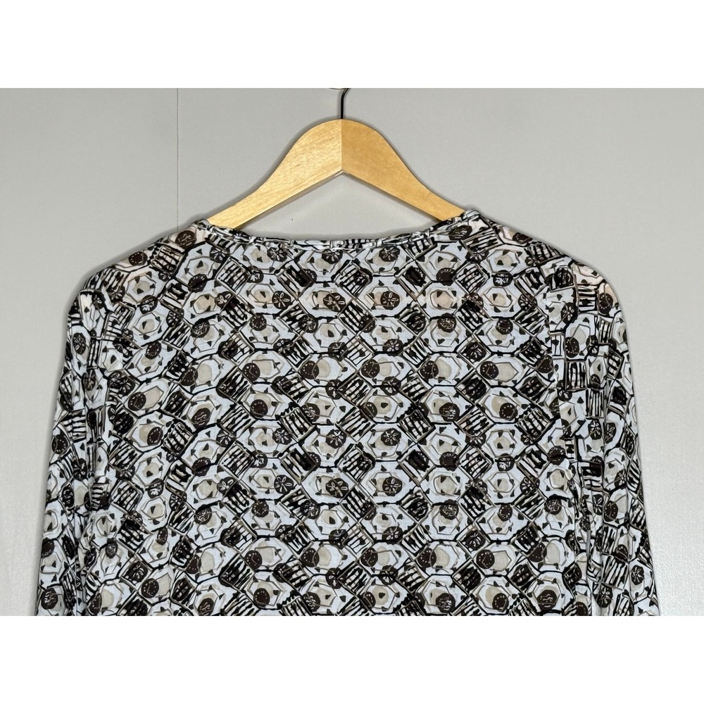 J. Jill Black White Tan Geometric Print V Neck Tunic Top XS - Picture 5 of 8